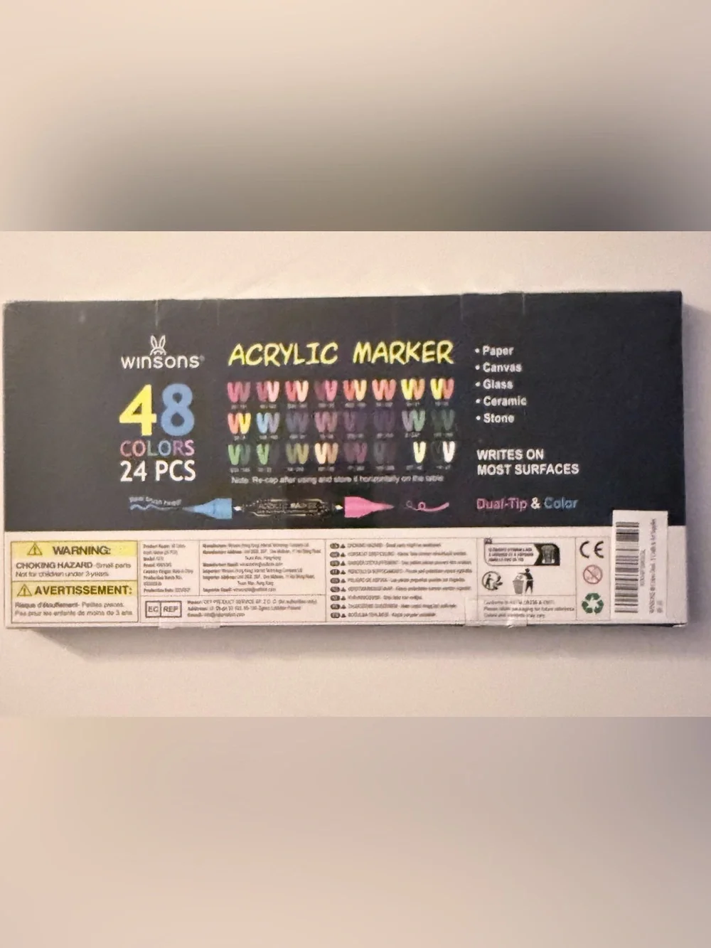Winsons Acrylic Dual-Tip Paint Marker Set - Black & Yellow Accents